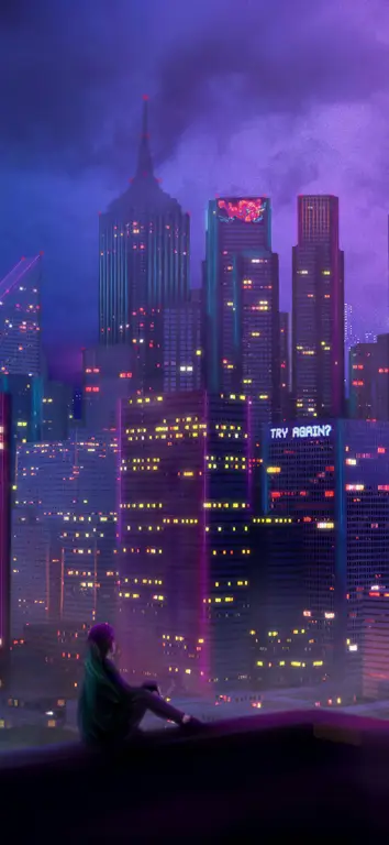 Wallpaper Anime Kota Malam Gambar wallpaper kota anime di malam hari
