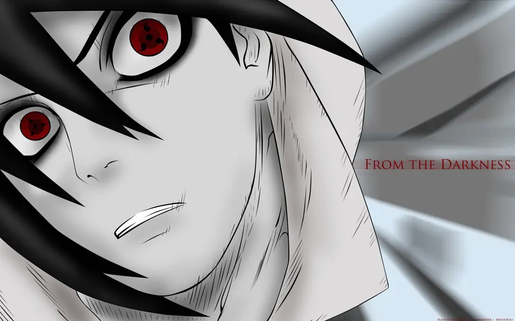 Wallpaper Sasuke Sharingan Wallpaper menampilkan Sasuke dengan Sharingan-nya