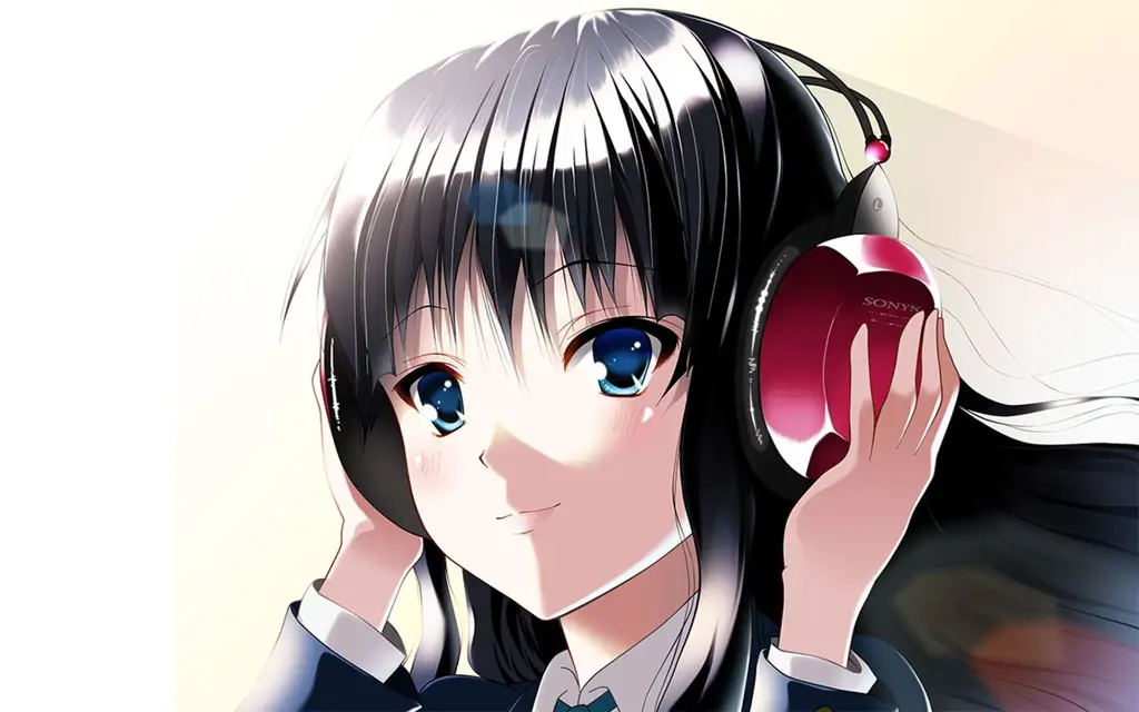 Wallpaper Anime Gadis dengan Headphone Gambar gadis anime dengan headphone, resolusi tinggi