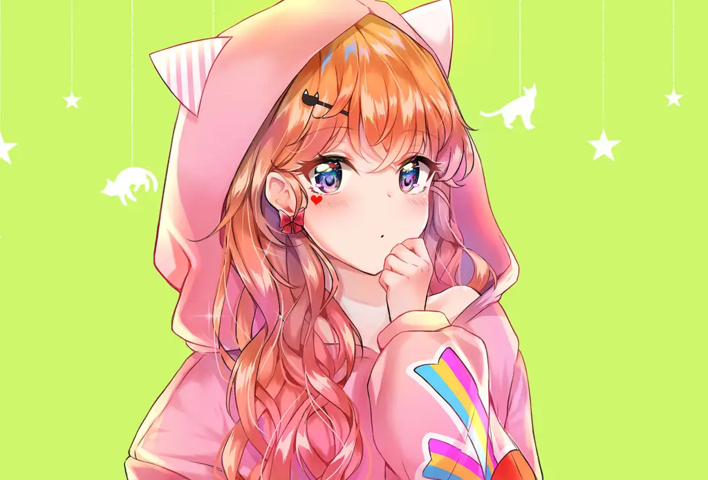 Wallpaper Anime Gadis dengan Hoodie Estetis Gambar wallpaper anime gadis dengan hoodie estetis