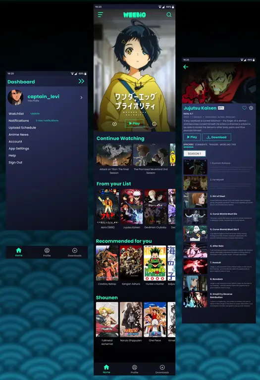 Antarmuka yang Ramah Pengguna Antarmuka streaming anime yang mudah digunakan