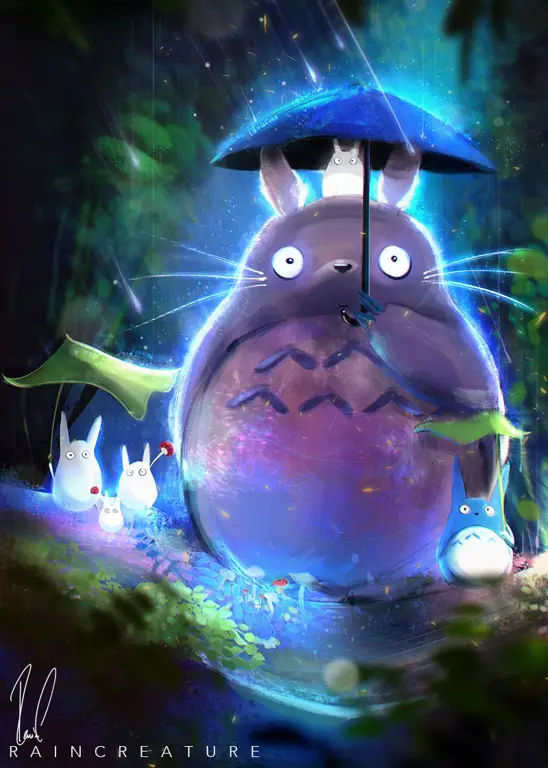 Pesona Totoro yang Menggemaskan Ilustrasi karakter Totoro dari film My Neighbor Totoro
