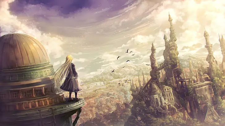 Dunia Fantasi yang Menawan Gambar pemandangan dunia fantasi dalam anime Ore Dake ga Level Up!