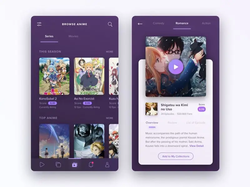 Antarmuka Aplikasi yang Mudah Digunakan Antarmuka aplikasi streaming anime yang ramah pengguna