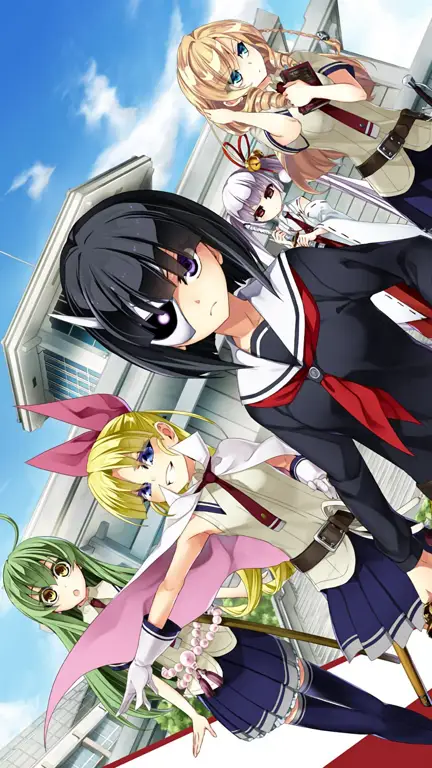 Sekolah bergaya tradisional Jepang Suasana sekolah di anime Busou Shoujo Machiavellianism