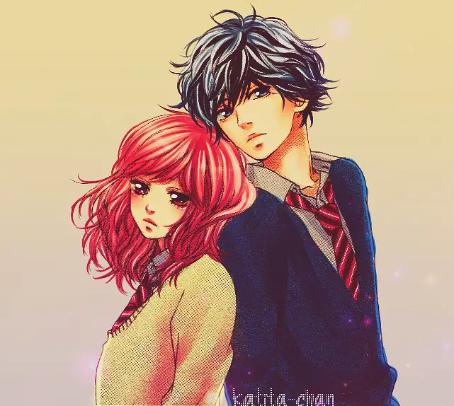 Ilustrasi yang menampilkan karakter utama dan pendukung Ilustrasi karakter Ao Haru Ride