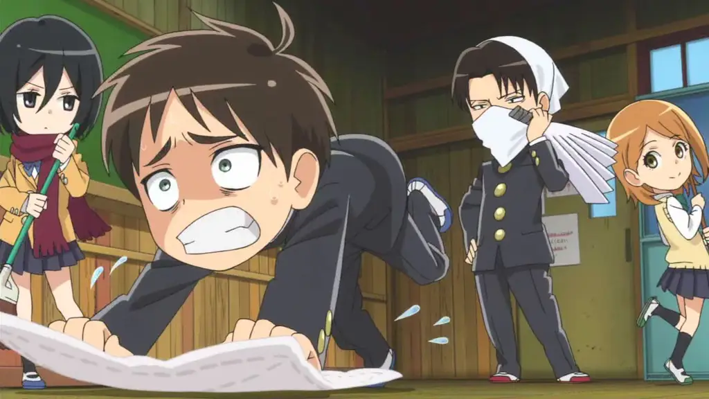 Persahabatan Eren dan Mikasa di Attack on Titan Junior High Gambar Eren dan Mikasa dalam versi Attack on Titan Junior High