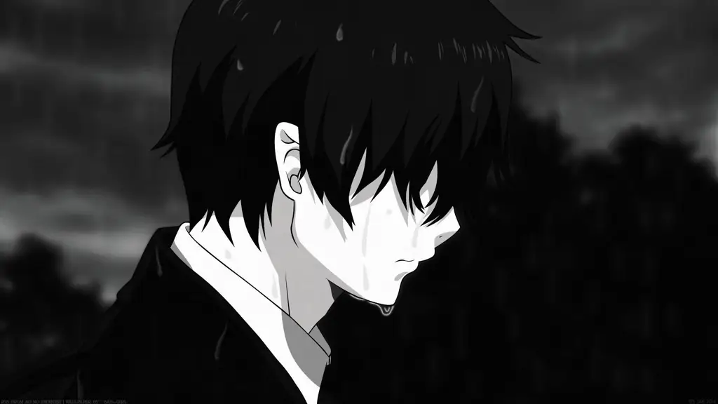Karakter anime yang tampak sedih dan melankolis